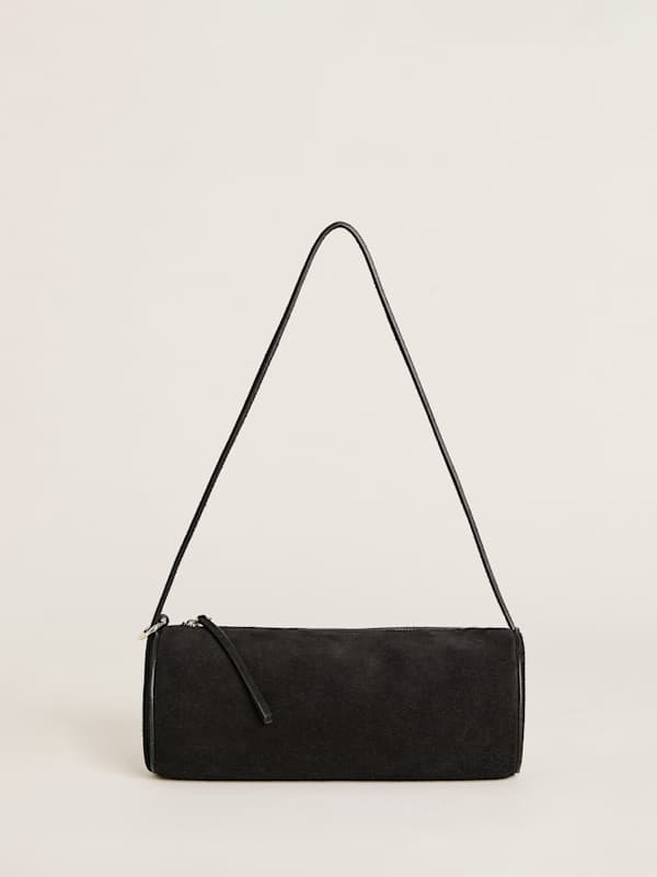 Simona Cylinder Bag - Black Suede